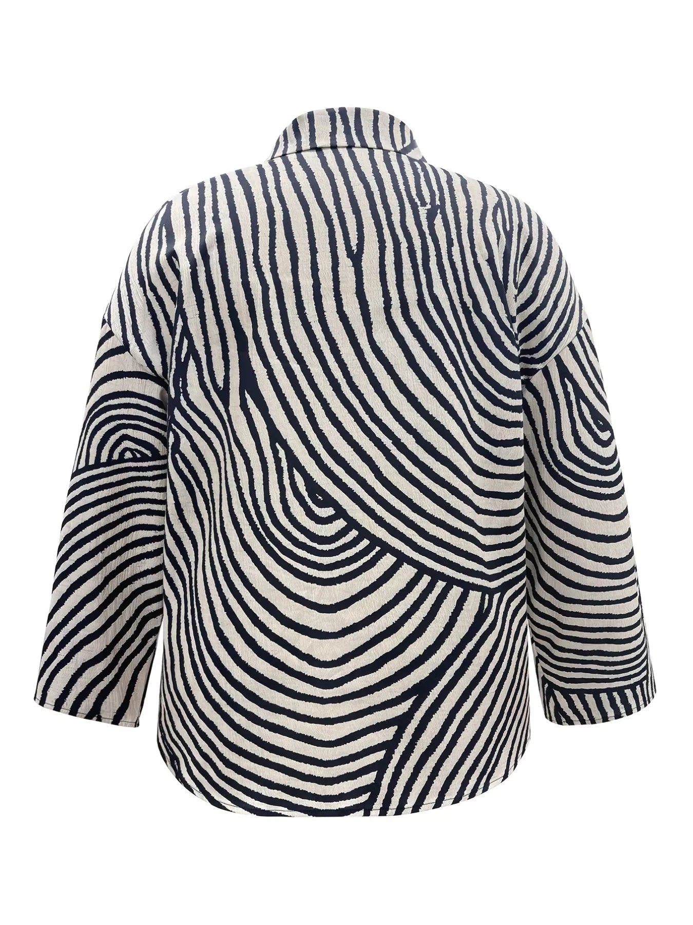 Plus Size Abstract Zebra Print Button - Down Shirt - Crowned Energy CO.