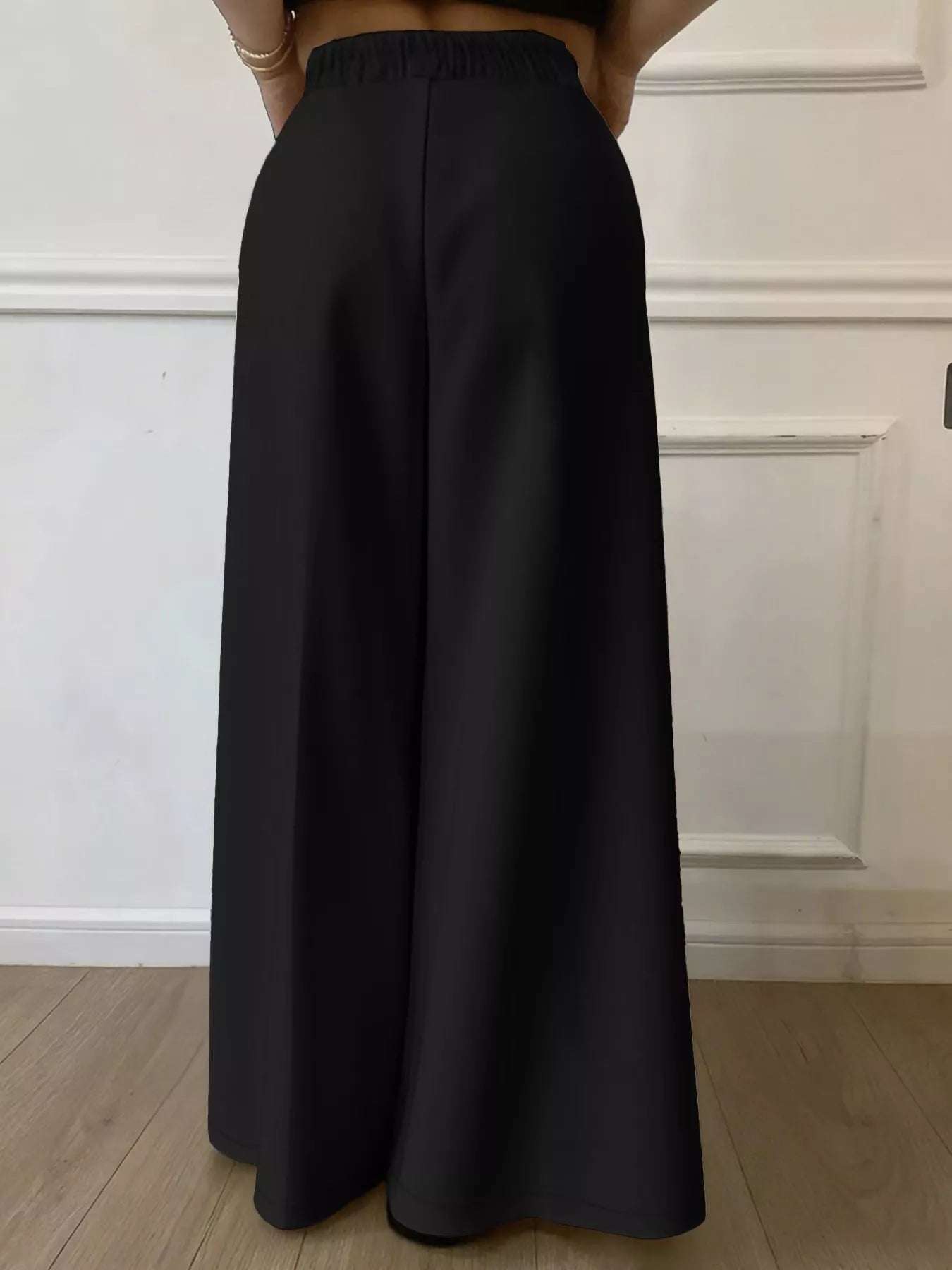 Plus Size Elastic Waist Wide Leg Pants - Crowned Energy CO.