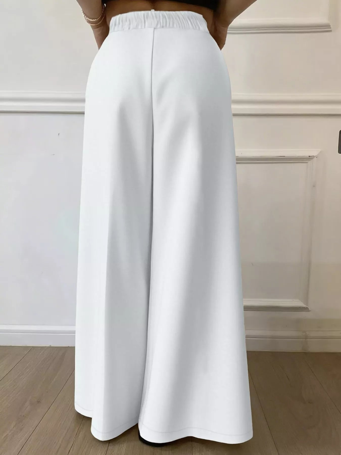 Plus Size Elastic Waist Wide Leg Pants - Crowned Energy CO.