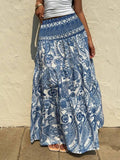Printed Tiered Maxi Skirt - Crowned Energy CO.