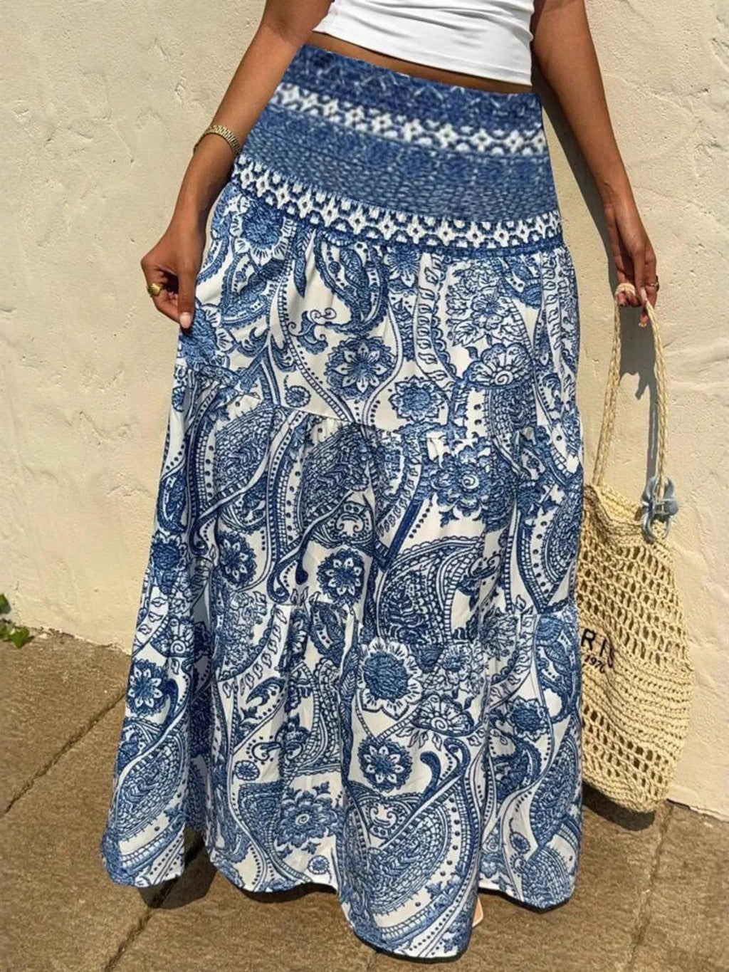 Printed Tiered Maxi Skirt - Crowned Energy CO.