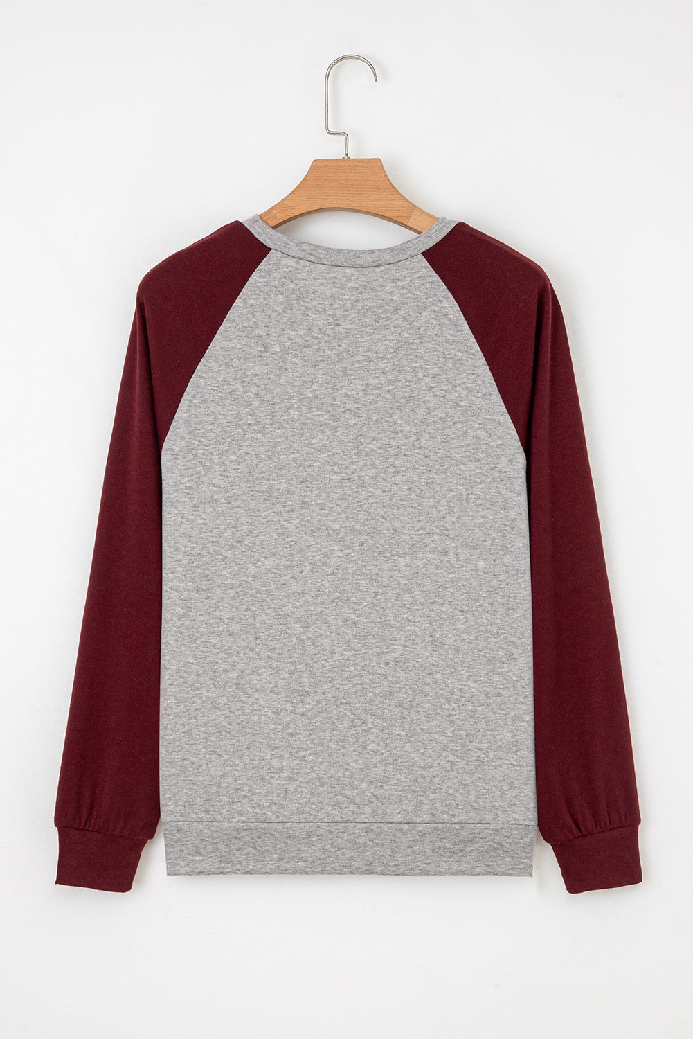 Red Dahlia Colorblock Raglan Long Sleeve T Shirt - Crowned Energy CO.