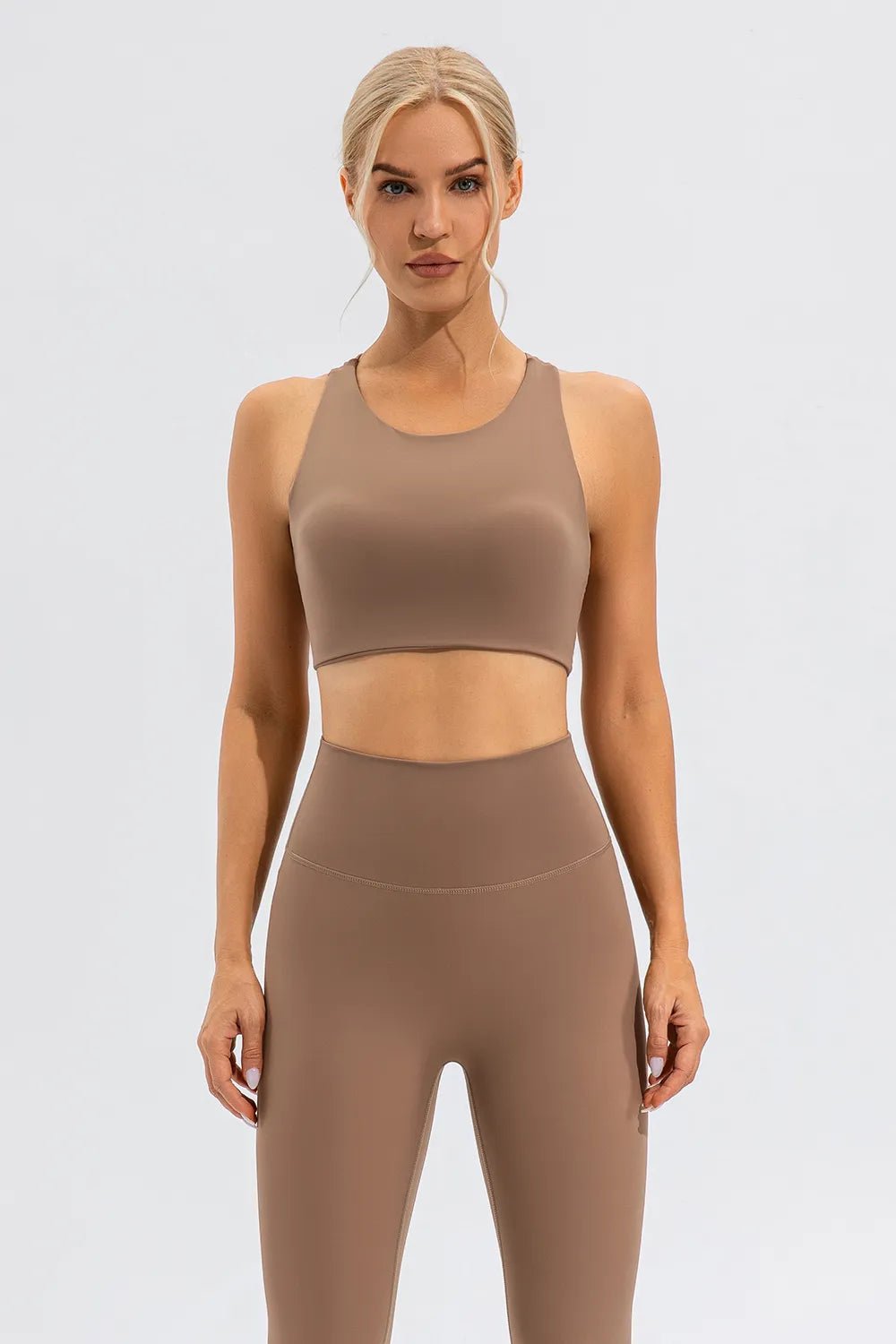 Round Neck Cutout Cropped Active Tank - Crowned Energy CO.