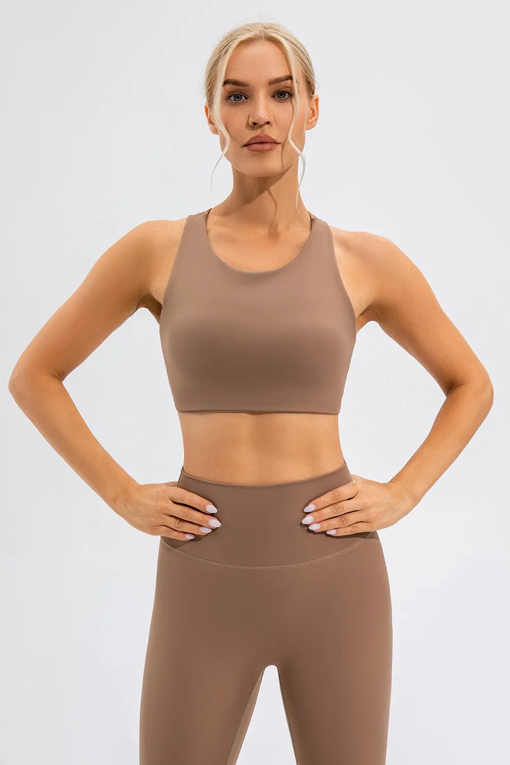 Round Neck Cutout Cropped Active Tank - Crowned Energy CO.