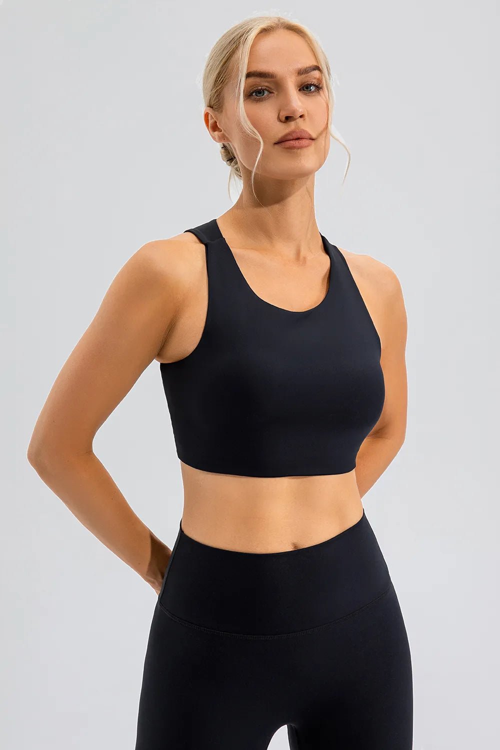 Round Neck Cutout Cropped Active Tank - Crowned Energy CO.