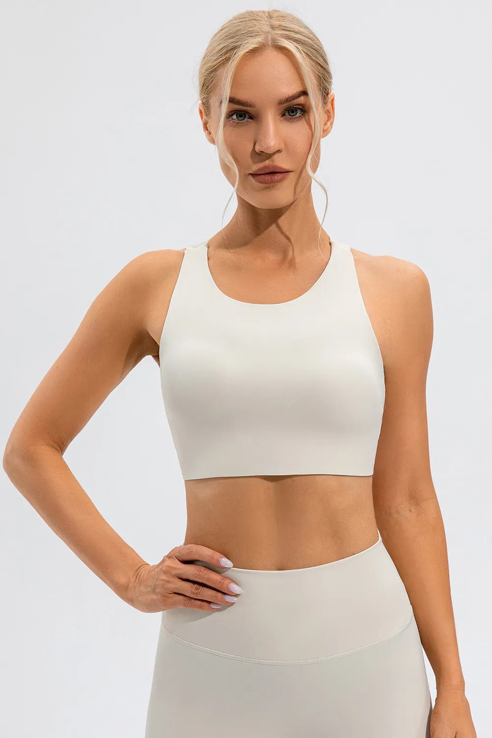 Round Neck Cutout Cropped Active Tank - Crowned Energy CO.