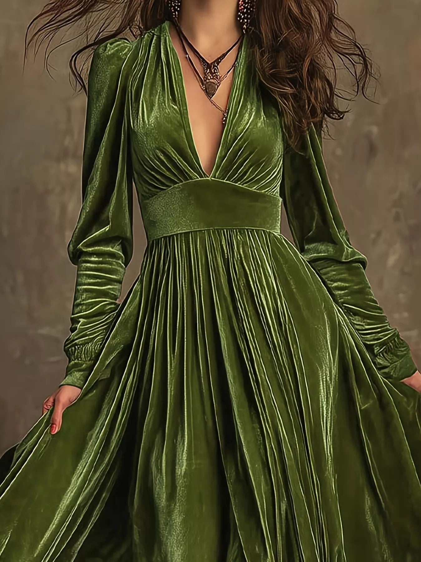 Ruffled Hem Long Sleeve Dress - Crowned Energy CO.