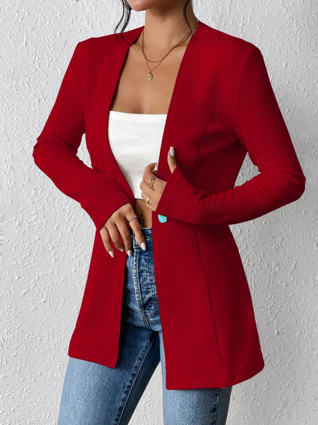 Single - Button Long Sleeve Blazer - Crowned Energy CO.
