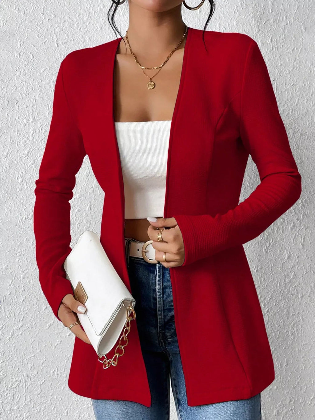 Single - Button Long Sleeve Blazer - Crowned Energy CO.