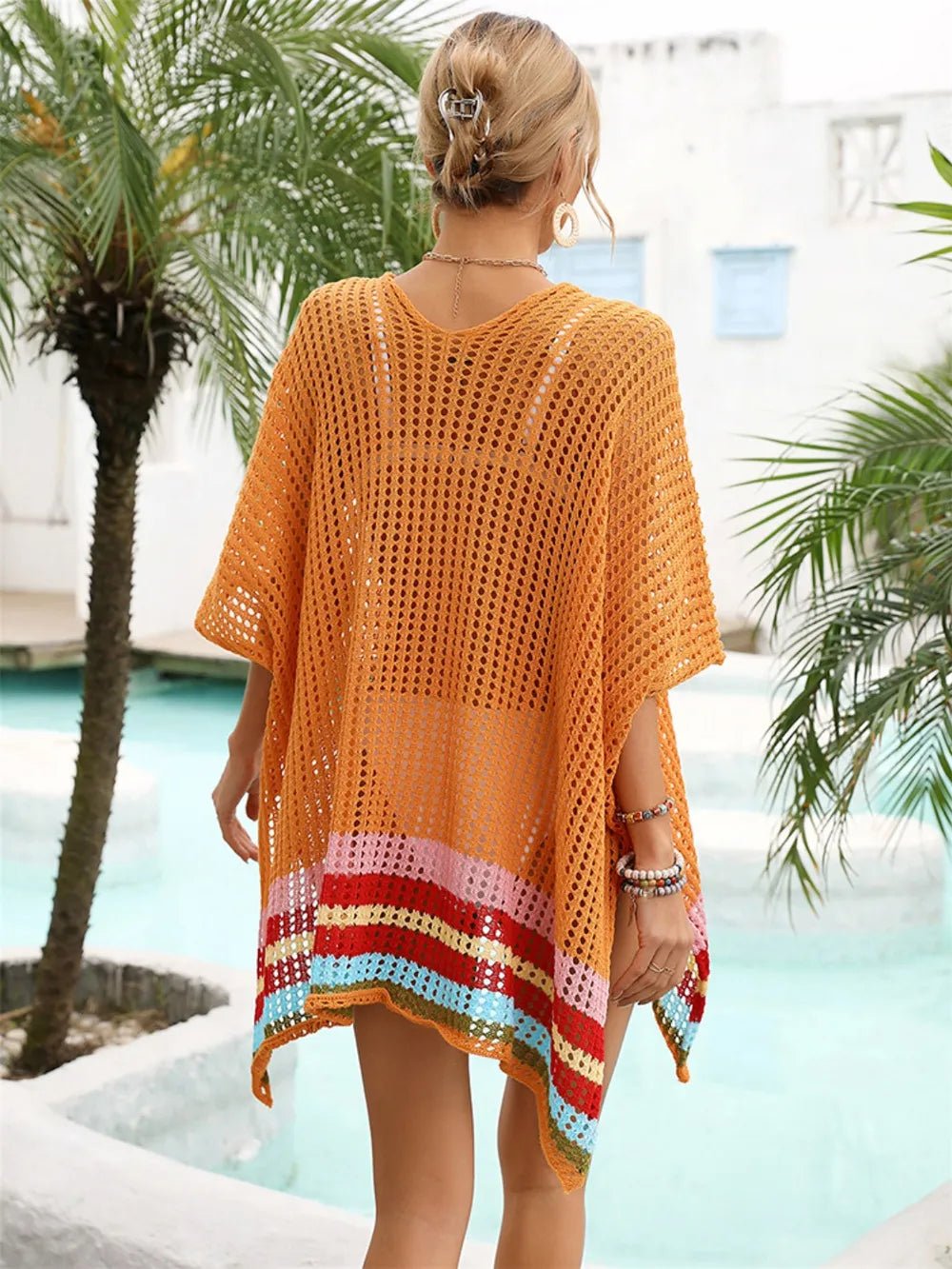Slit Openwork V - Neck Half Sleeve Cover - Up - Crowned Energy CO.