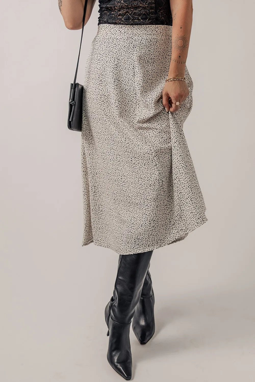 Speckle High Waist Midi Skirt - Crowned Energy CO.
