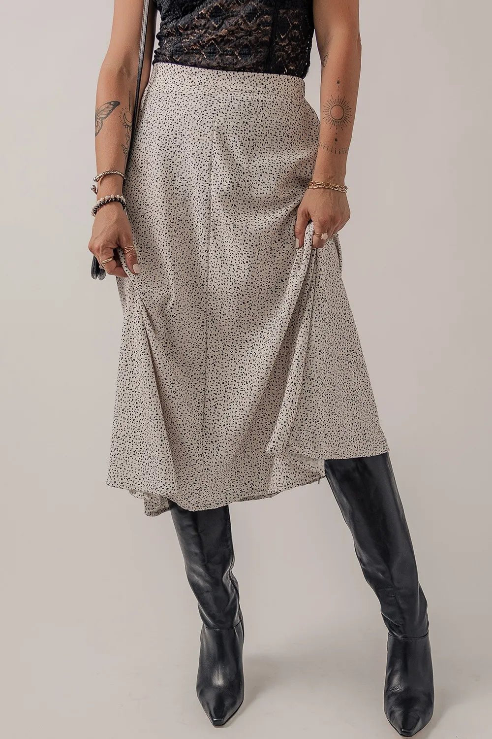 Speckle High Waist Midi Skirt - Crowned Energy CO.