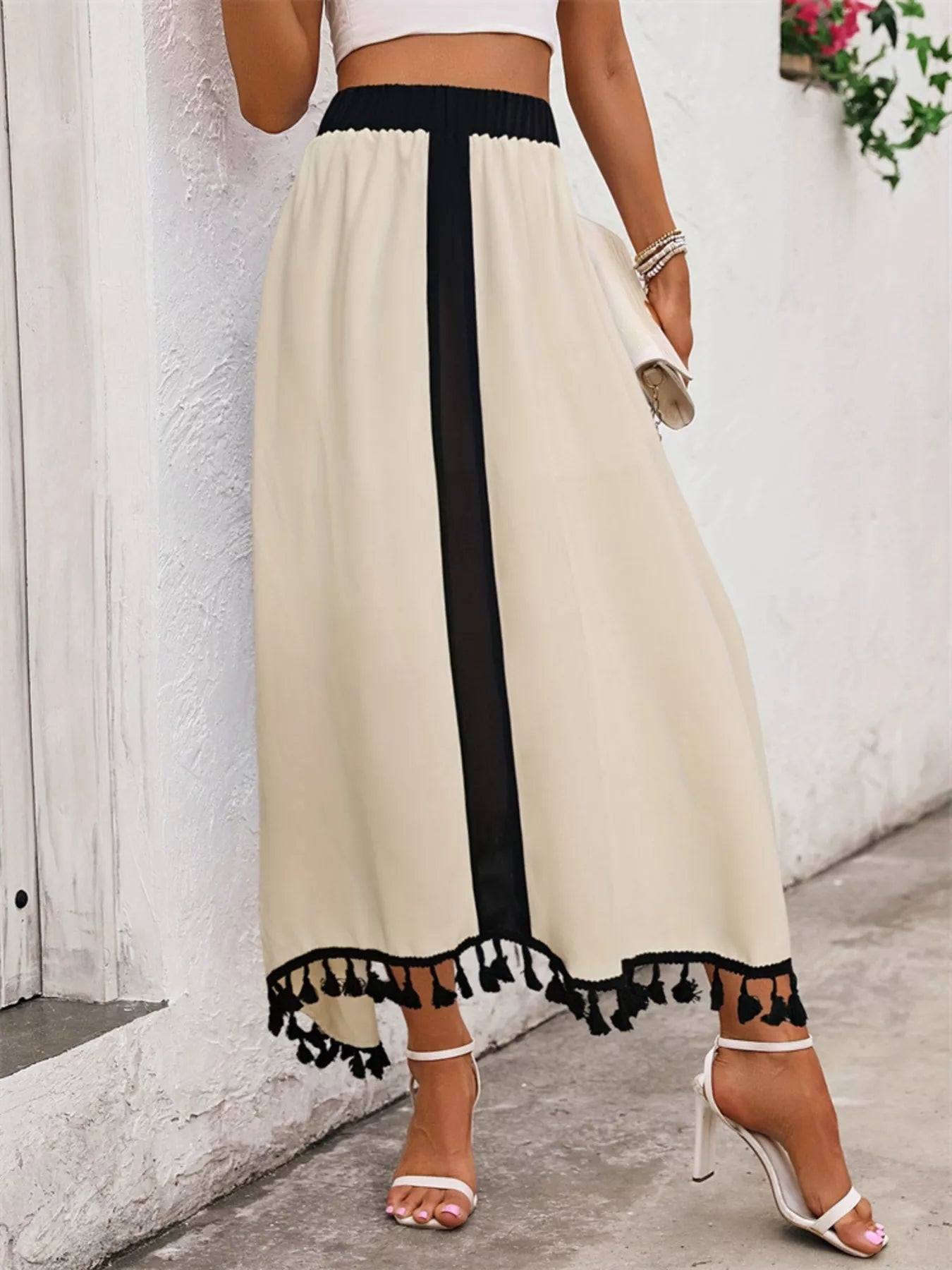 Tassel Trim High Waist Skirt - Crowned Energy CO.