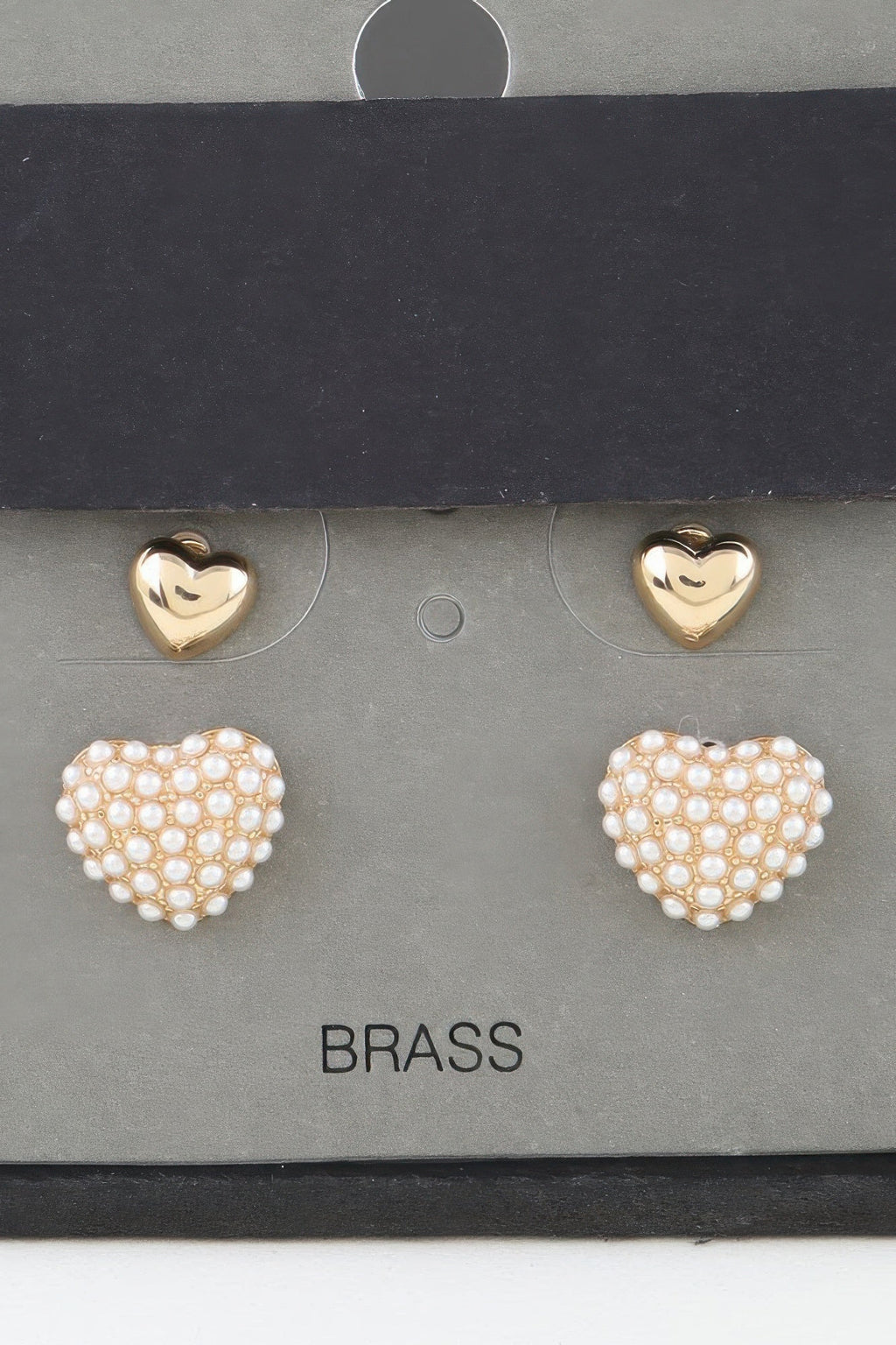 Crowned Energy CO. Gold Cream CCWHOLESALECLOTHING Jewelry Twin Hearts Stud Earrings