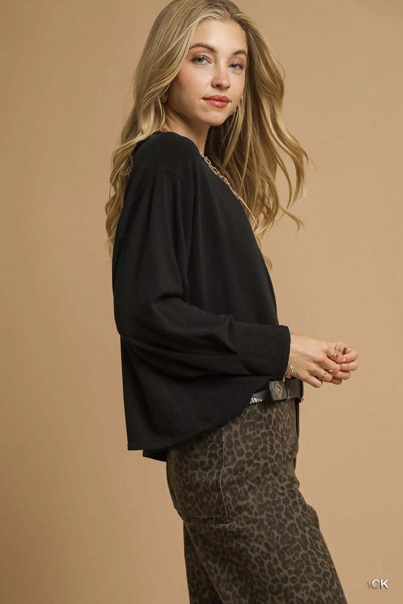 Umgee Brushed Fleeve Crewneck Top - Crowned Energy CO.