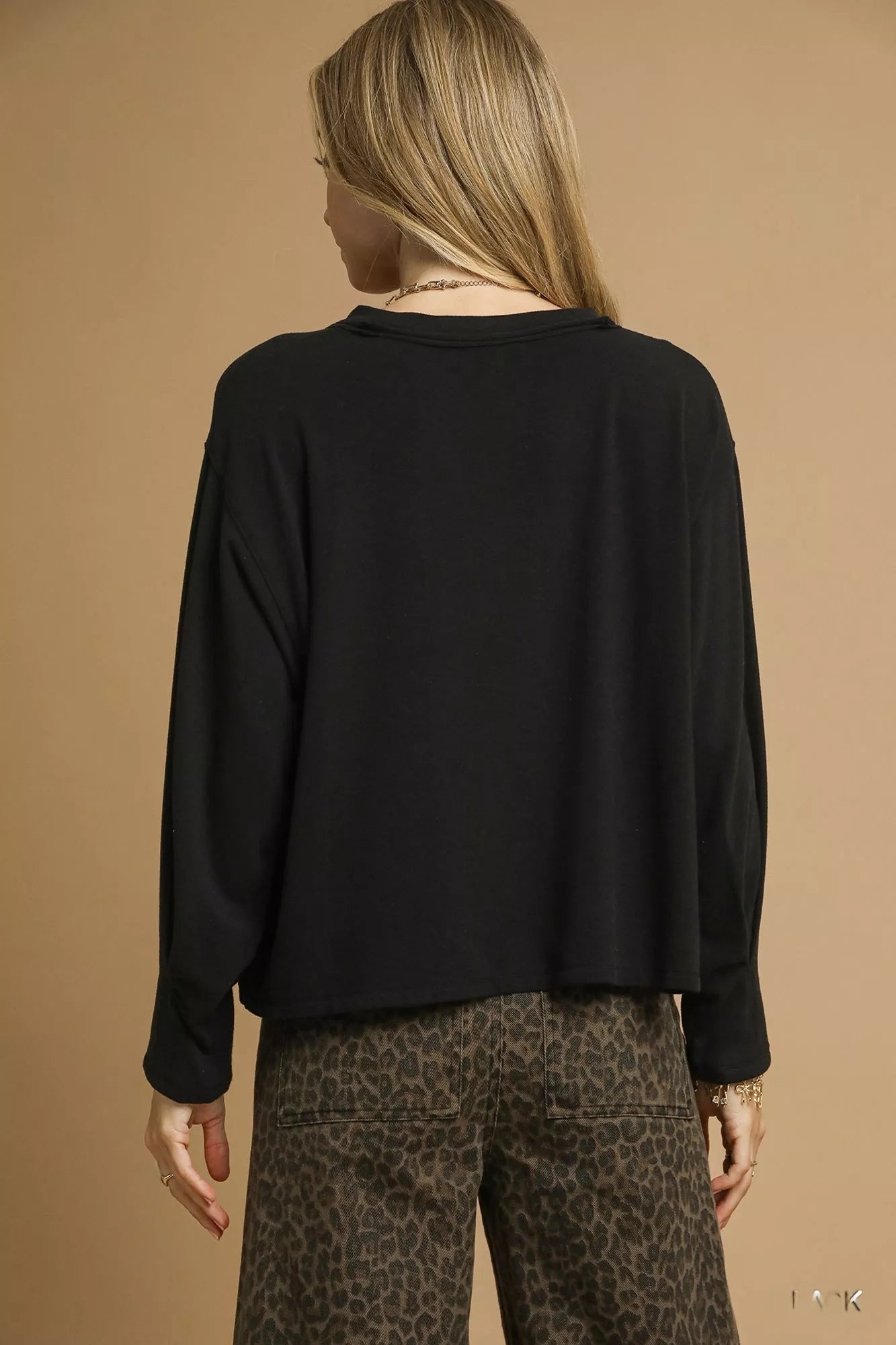Umgee Brushed Fleeve Crewneck Top - Crowned Energy CO.