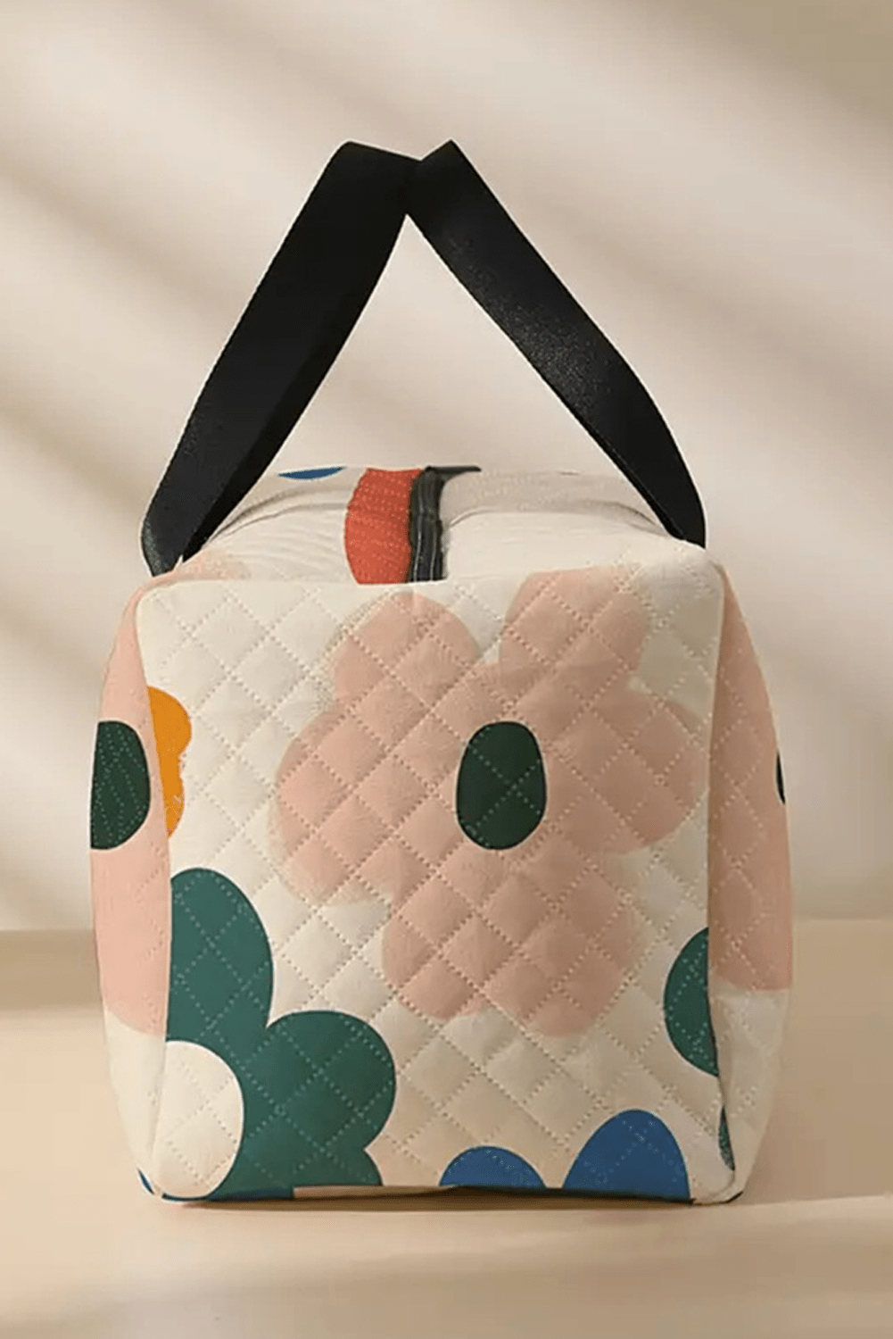 White Flower Print Quilted Large Duffel Bag - Crowned Energy CO.