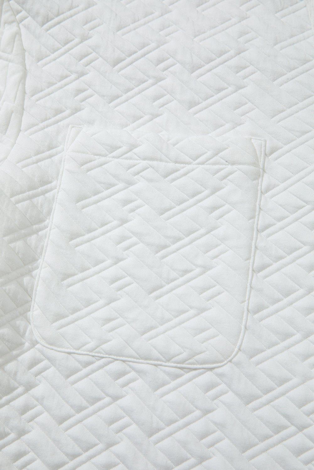 Crowned Energy CO. White / S / 95%Polyester+5%Elastane Dear-Lover Dropshipping Tops/Sweatshirts & Hoodies White Textured Pocketed Collared V Neck Pullover Sweatshirt