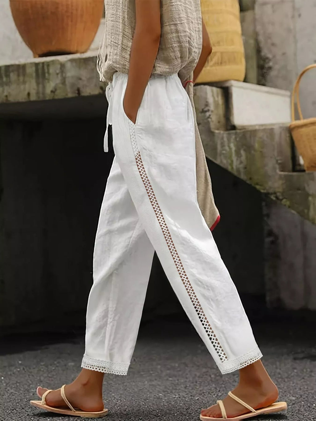 Wide Leg Cropped Pants - Crowned Energy CO.